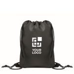 Kinder-Zuziehrucksack aus RPET-Polyester mit schwarzen Kordeln farbe schwarz Ansicht mit Druckbereich