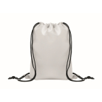 Kinder-Zuziehrucksack aus RPET-Polyester mit schwarzen Kordeln farbe weiß