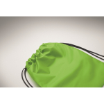 Kinder-Zuziehrucksack aus RPET-Polyester mit schwarzen Kordeln farbe lindgrün drittes Detailbild