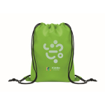 Kinder-Zuziehrucksack aus RPET-Polyester mit schwarzen Kordeln farbe lindgrün Hauptansicht