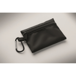 Kompaktes Erste-Hilfe-Set in RPET-Tasche mit Aluminiumkarabiner farbe schwarz sechstes Detailbild