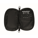 RPET-Schlüsseltasche mit Reißverschluss und 5 Ringen farbe schwarz dritte Ansicht