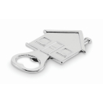 Flaschenöffner aus Zinklegierung in Hausform farbe mattsilber