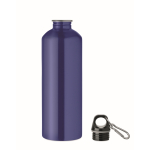 Recycelte Edelstahlflasche mit Karabiner 1 L farbe blau dritte Ansicht