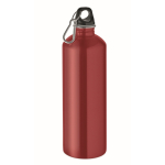 Recycelte Edelstahlflasche mit Karabiner 1 L farbe rot