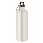 Recycelte Edelstahlflasche mit Karabiner 1 L farbe weiß