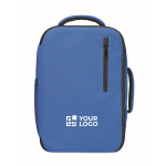 Kabinenrucksack aus RPET-Polyester mit Trolleyband 15'' farbe köngisblau Ansicht mit Druckbereich