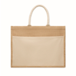 Jutetasche mit Fronttasche und Kordelgriffen 280 g/m² farbe beige dritte Ansicht