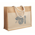 Jutetasche mit Fronttasche und Kordelgriffen 280 g/m² farbe beige zweite Hauptansicht