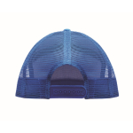 7-Panel-Cap aus Baumwolle mit flachem Schirm und Mesh farbe köngisblau dritte Ansicht