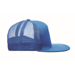 7-Panel-Cap aus Baumwolle mit flachem Schirm und Mesh farbe köngisblau vierte Ansicht