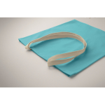 Einkaufstasche aus Baumwolle mit langen Henkeln 140 g/m² farbe türkis drittes Detailbild