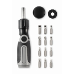 Schraubendreher mit klappbarem Griff mit 12 verschiedenen Bits farbe grau zweite Ansicht