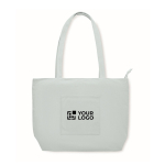 Große Cordtasche aus Polyester mit Reißverschluss 220 g/m² farbe hellblau Ansicht mit Druckbereich