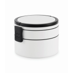 Runde Lunchbox mit zwei Etagen 250/700 ml und Griffen farbe weiß