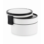 Runde Lunchbox mit zwei Etagen 250/700 ml und Griffen farbe weiß dritte Ansicht
