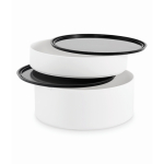 Runde Lunchbox mit zwei Etagen 250/700 ml und Griffen farbe weiß vierte Ansicht