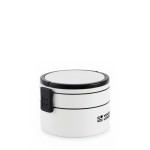 Runde Lunchbox mit zwei Etagen 250/700 ml und Griffen farbe weiß Ansicht mit Druckbereich