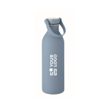 Edelstahlflasche mit Gummi-Finish 500 ml farbe petrolblau Ansicht mit Druckbereich