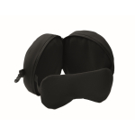 2 in 1 Reisekissen mit integrierter Schlafmaske farbe schwarz
