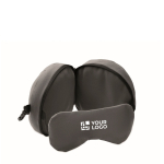 2 in 1 Reisekissen mit integrierter Schlafmaske farbe dunkelgrau Ansicht mit Druckbereich