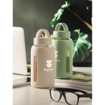 Borosilikatglasflasche mit Silikonhülle 600 ml farbe beige Stimmungsbild Hauptansicht