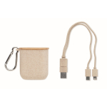 Kabelset im Etui mit Deckel, der als Handyhalter dient farbe beige zweite Ansicht