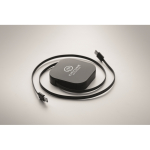 Einziehbares Typ C-Kabel mit Datenübertragung und Handyhalter farbe schwarz Hauptansicht