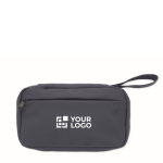 Kleiner Kulturbeutel aus RPET 600D mit Reißverschluss und Innennetz farbe marineblau Ansicht mit Druckbereich