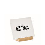 Sublimierte Aluminiumplatte mit Bambussockel 12 x 15cm farbe holzton Ansicht mit Druckbereich