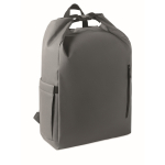 Rolltop-RPET-Laptoprucksack mit elastischer Seitentasche 15'' farbe dunkelgrau