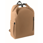 Rolltop-RPET-Laptoprucksack mit elastischer Seitentasche 15'' farbe khaki