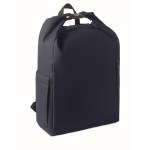 Rolltop-RPET-Laptoprucksack mit elastischer Seitentasche 15'' farbe marineblau