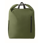 Rolltop-RPET-Laptoprucksack mit elastischer Seitentasche 15'' farbe militärgrün dritte Ansicht