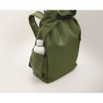 Rolltop-RPET-Laptoprucksack mit elastischer Seitentasche 15'' farbe militärgrün sechstes Detailbild