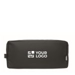 Schuhtasche aus RPET-Polyester 600D mit Reißverschluss farbe schwarz Ansicht mit Druckbereich