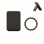 Magnetischer Kartenhalter aus PU-Kunstleder für 3 Karten farbe schwarz