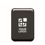 Magnetischer Kartenhalter aus PU-Kunstleder für 3 Karten farbe schwarz Ansicht mit Druckbereich