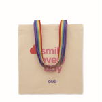 Baumwoll Tote Bag mit Regenbogen-Henkeln 180 g/m² farbe mehrfarbig Hauptansicht