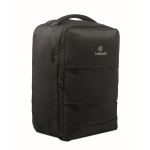 Trolley-Rucksack aus RPET-Polyester 290T mit 3 Taschen 15'' farbe schwarz Hauptansicht dritte Ansicht
