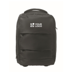 Trolley-Rucksack aus RPET-Polyester 290T mit 3 Taschen 15'' farbe schwarz Ansicht mit Druckbereich