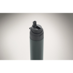 Recycelte Edelstahlflasche mit 2 in 1 Strohhalm 650 ml farbe mattschwarz sechstes Detailbild