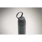 Recycelte Edelstahlflasche mit 2 in 1 Strohhalm 650 ml farbe mattschwarz achtes Detailbild