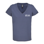 Damen T-Shirt aus halbgekämmter Baumwolle mit V-Ausschnitt SOL'S farbe marineblau Ansicht mit Druckbereich