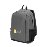 Umweltfreundlicher Laptop-Rucksack mit Mesh-Rückenpolster 15” farbe grau Ansicht mit Logo 1