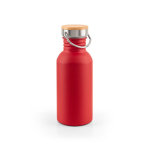 Edelstahlflasche mit Bambusdeckel mit Trageschlaufe 580ml farbe rot zweite Ansicht