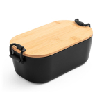 Hermetische Lunchbox aus Kunststoff mit Bambusdeckel und Schnallen 1 L farbe schwarz zweite Ansicht