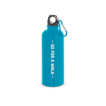 Edelstahlflasche einwandig mit Karabiner 550 ml farbe hellblau Ansicht mit Logo 1
