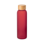 Milchglasflasche mit Bambus-Schraubverschluss 520 ml farbe rot