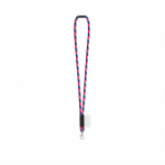 Rundkordel-Lanyard aus Polyamid mit Karabinerhaken und sublimierbarem Etikett farbe neonrosa